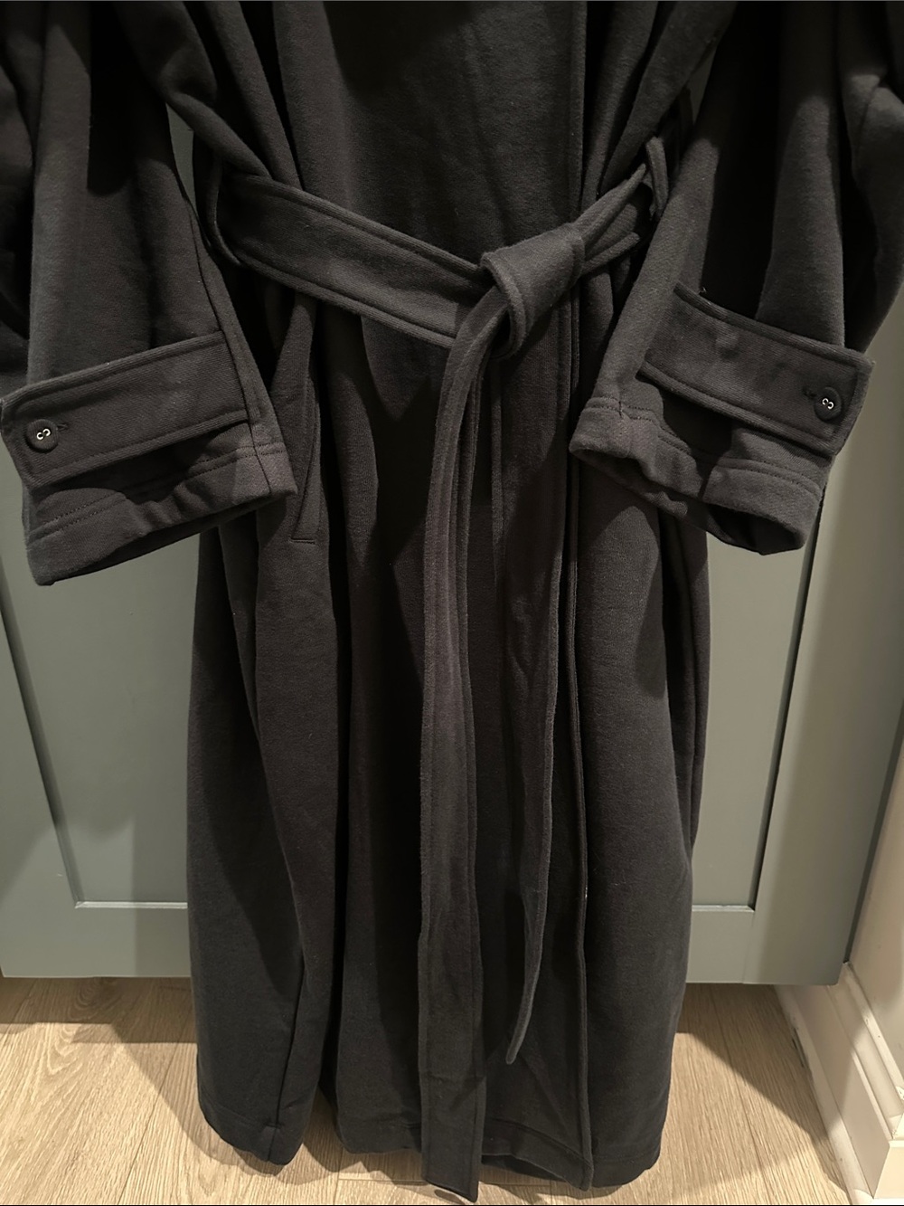 Skims Boyfriend Fleece Oversized Trench Coat - Black - Large - Picture 11 of 11